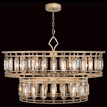Westminster Two Tier Pendant - Pale Antique Gold / Crystal