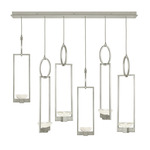 Delphi Linear Multi Light Pendant - Silver Leaf / Clear