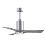 Patricia Ceiling Fan With Light - Polished Chrome / Barn Wood