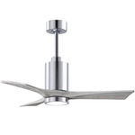 Patricia Ceiling Fan With Light - Polished Chrome / Barn Wood Tone