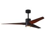Super Janet Ceiling Fan with Light - Matte Black / Walnut Tone