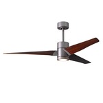 Super Janet Ceiling Fan with Light - Brushed Nickel / Walnut