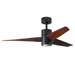 Super Janet Ceiling Fan with Light - Matte Black / Walnut Tone