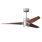 Super Janet Ceiling Fan with Light - Brushed Nickel / Walnut Tone