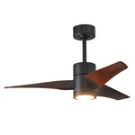 Super Janet Ceiling Fan with Light - Matte Black / Walnut Tone