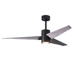 Super Janet Ceiling Fan with Light - Matte Black / Barn Wood Tone
