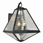 Glacier Outdoor Wall Sconce - Black Charcoal / Water Glass