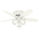 Builder Low Profile Ceiling Fan with Light - Snow White