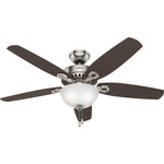 Builder Deluxe Ceiling Fan with Light - Brushed Nickel / Brazilian Cherry / Smoked Walnut