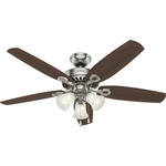 Builder Plus Ceiling Fan with Light - Brushed Nickel / Braz Cherry / Harv Mahogany