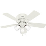 Crestfield Low Profile Ceiling Fan with Light - Fresh White / Fresh White / Drifted Oak