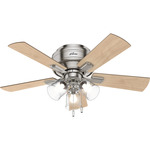 Crestfield Low Profile Ceiling Fan with Light - Brushed Nickel / Natural Wood / Bleached Grey Pine
