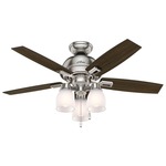 Donegan Ceiling Fan with Light - Brushed Nickel / Distressed Oak / Dark Walnut