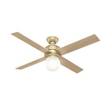 Hepburn Ceiling Fan with Light - Modern Brass / White