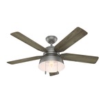 Mill Valley Outdoor Ceiling Fan with Light - Matte Silver / Grey Pine / Washed Walnut