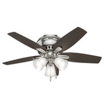 Newsome Low Profile Ceiling Fan with Light - Brushed Nickel / Medium Walnut / Dark Walnut