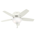Newsome Low Profile Ceiling Fan with Bowl Light - Fresh White / Fresh White / Light Oak