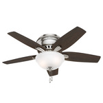 Newsome Low Profile Ceiling Fan with Bowl Light - Brushed Nickel / Medium Walnut / Dark Walnut