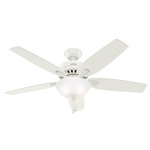 Newsome Ceiling Fan with Bowl Light - Fresh White / Fresh White / Light Oak