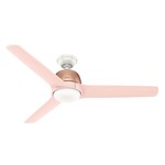 Norden Ceiling Fan with Light - Satin Copper / Pink