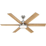 Warrant Ceiling Fan with Light - Brushed Nickel / Drifted Oak / Bleached Grey Pine