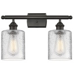 Cobbleskill Bathroom Vanity Light - Oil Rubbed Bronze / Clear Ripple