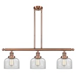 Large Bell Linear Pendant - Antique Copper / Clear