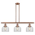 Large Bell Linear Pendant - Antique Copper / Clear