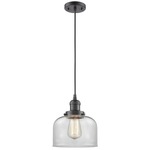 Large Bell Cord Mini Pendant - Oil Rubbed Bronze / Clear