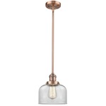 Bell Stem Hung Pendant - Antique Copper / Clear