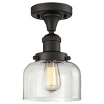 Bell Large Semi Flush Ceiling Light - Oil Rubbed Bronze / Clear