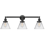 Large Cone Bathroom Vanity Light - Oil Rubbed Bronze / Clear