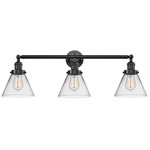 Large Cone Bathroom Vanity Light - Oil Rubbed Bronze / Clear