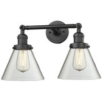 Large Cone 2 Light Bathroom Vanity - Oil Rubbed Bronze / Clear