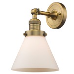 Large Cone Wall Light - Brushed Brass / Matte White