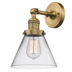 Large Cone Wall Light - Brushed Brass / Clear