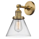 Cone Large Adjustable Wall Sconce - Brushed Brass / Clear