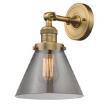 Large Cone Wall Light - Brushed Brass / Smoked