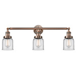 Small Bell Bathroom Vanity Light - Antique Copper / Clear