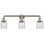 Small Bell Bathroom Vanity Light - Brushed Satin Nickel / Clear