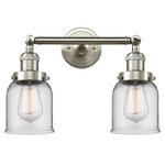 Small Bell Bathroom Vanity Light - Brushed Satin Nickel / Clear