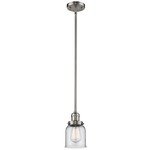 Bell Stem Hung Mini Pendant - Satin Nickel / Clear