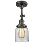 Small Bell Adjustable Semi Flush Ceiling Light - Oil Rubbed Bronze / Clear