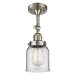 Small Bell Adjustable Semi Flush Ceiling Light - Satin Nickel / Clear