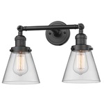 Small Cone Bathroom Vanity Light - Oil Rubbed Bronze / Clear