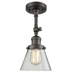 Small Cone Adjustable Semi Flush Ceiling Light - Oil Rubbed Bronze / Clear