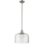X-Large Bell Pendant - Satin Nickel / Clear