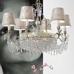 Glasse Chandelier - Ivory Pale Gold / Asfour Crystals