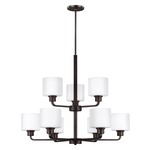 Canfield Chandelier - Bronze / Etched White
