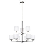 Canfield Chandelier - Brushed Nickel / Etched White